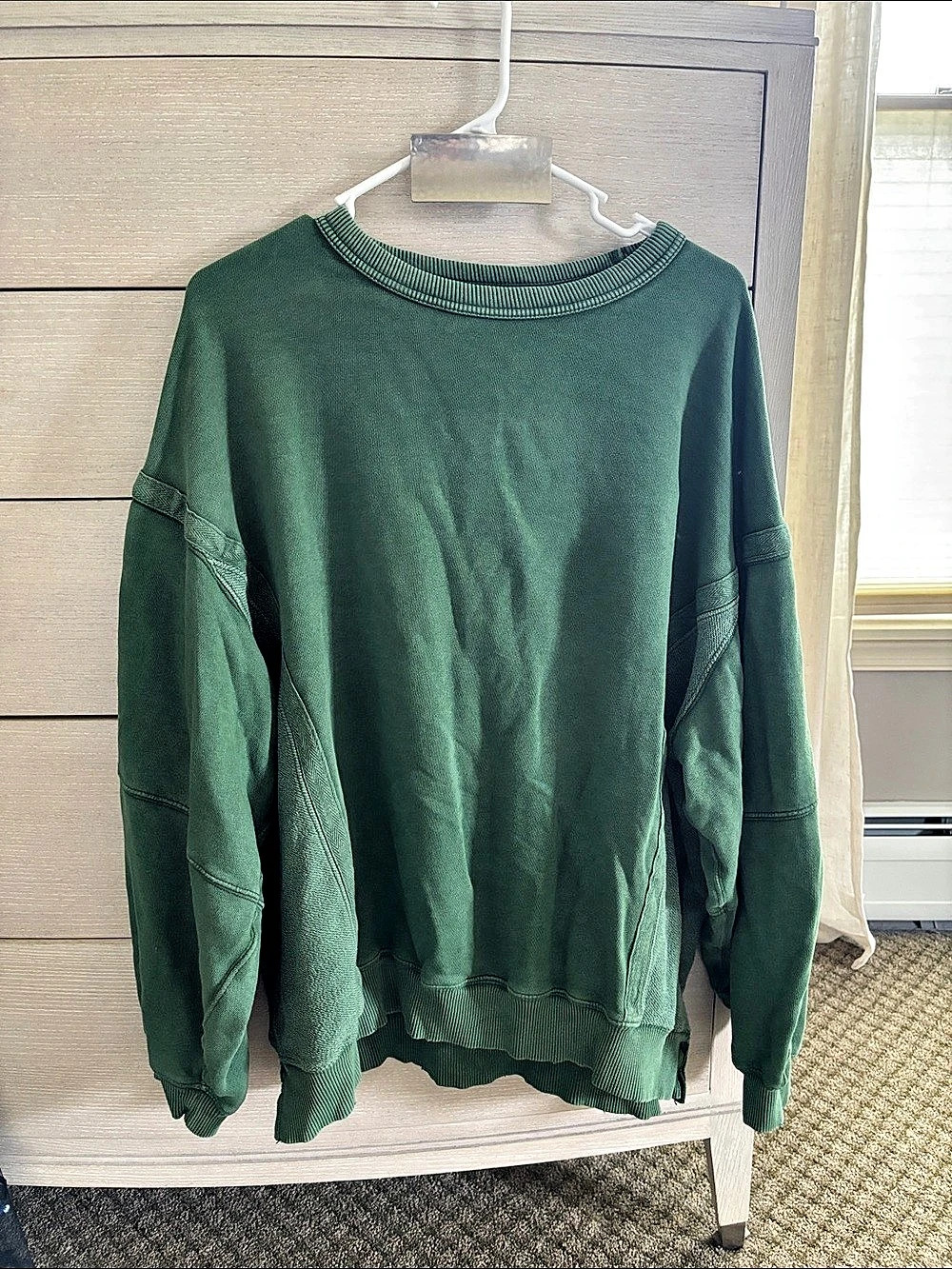 aerie Fleece Oversized Crewneck Sweatshirt Green